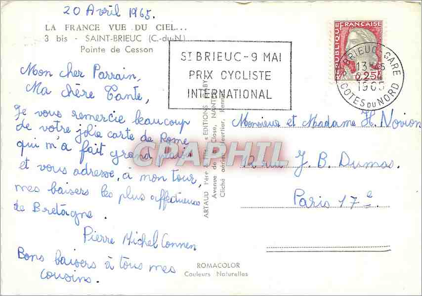 Vue aérienne de la Pointe de Cesson — Saint-Brieuc — éditeur Gaey — Verso