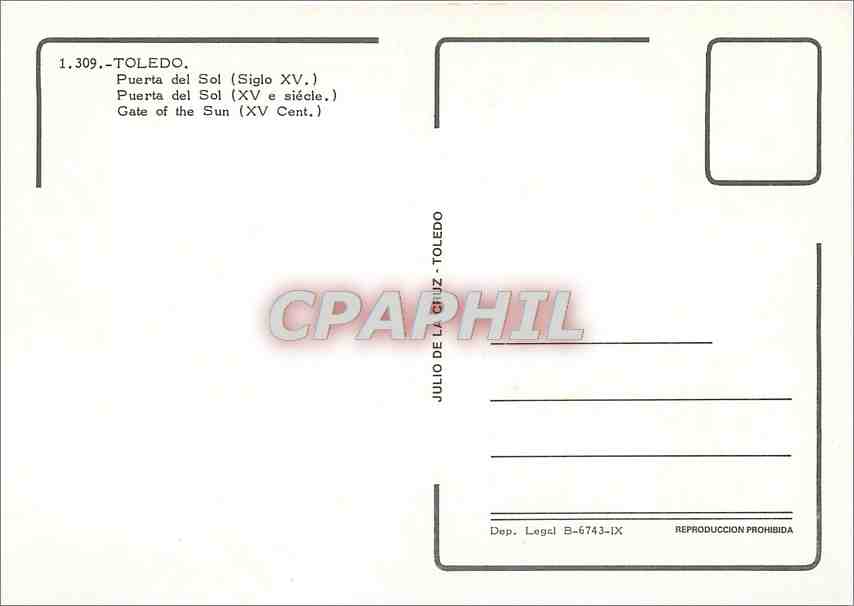 CPM Toledo Puerta del Sol (XVe s) — Back