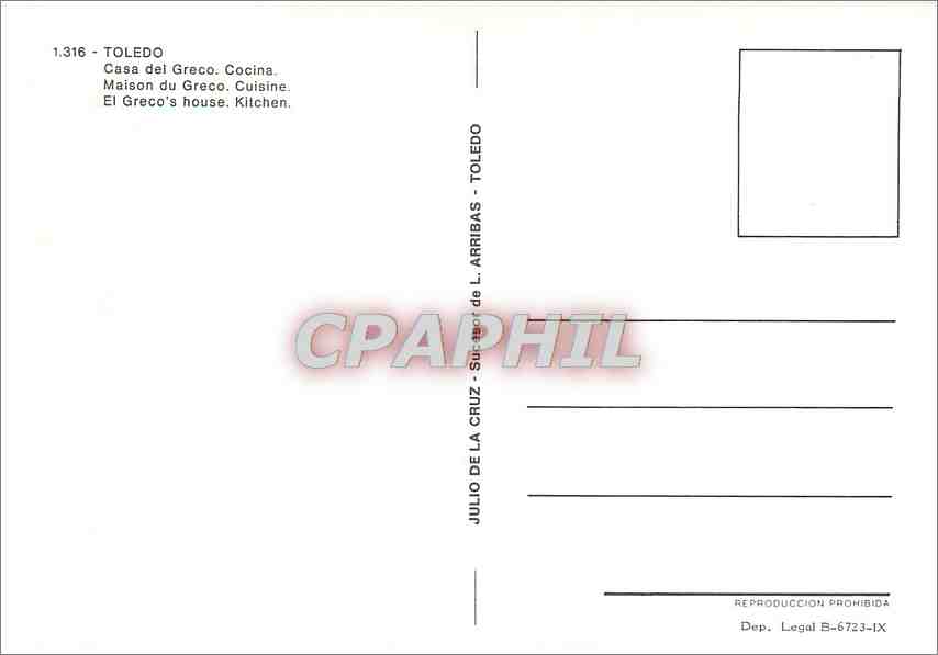 CPM Toledo Maison du Greco Cuisine — Back