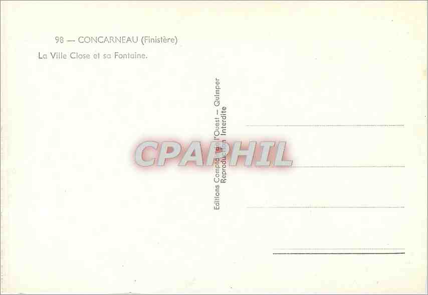 CPM Concarneau (Finistere) La ville Close et  sa Fontaine — Rückseite