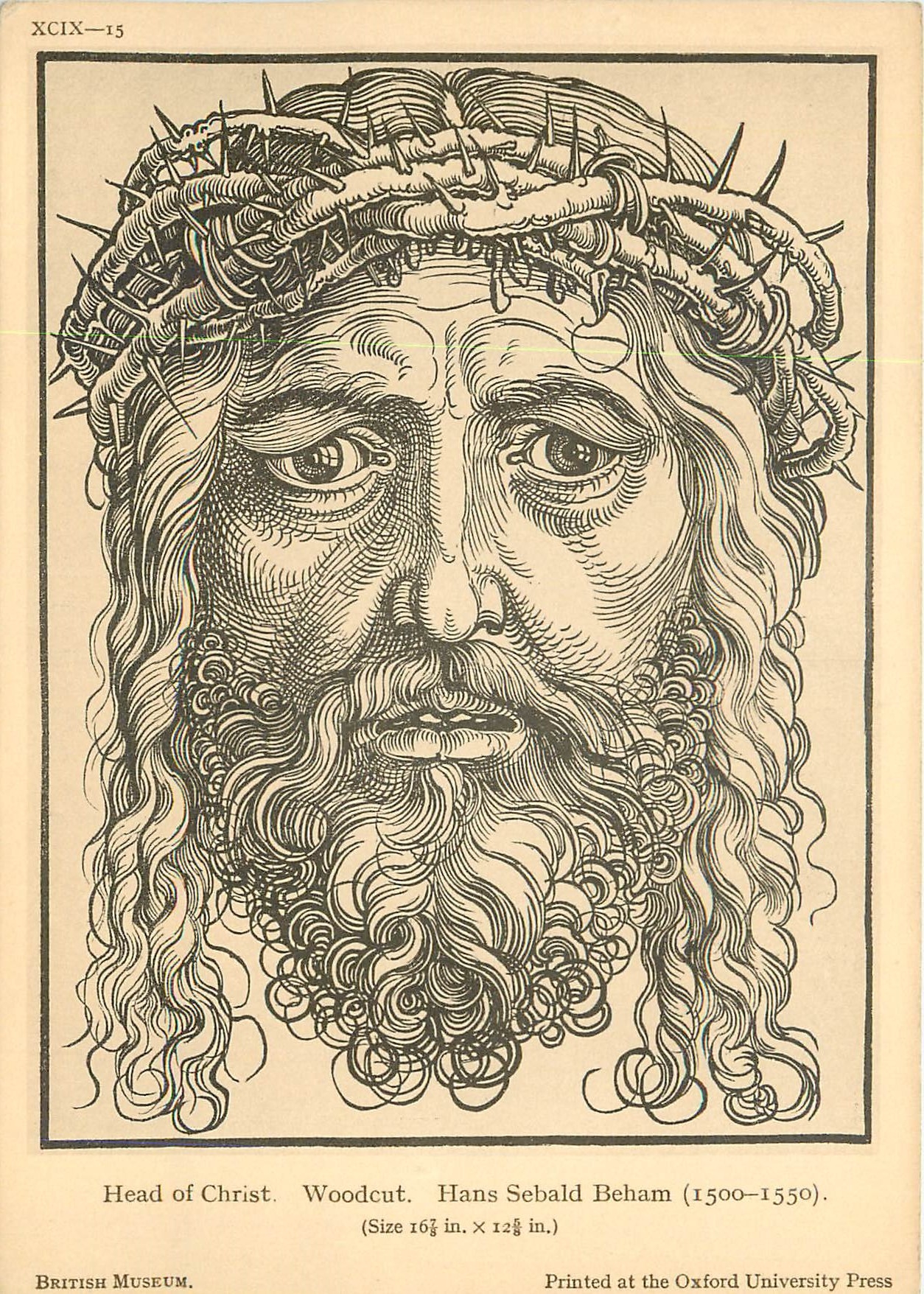 CPM Head of Christ Woodcut Hans Sebald Beham (1500 1550)