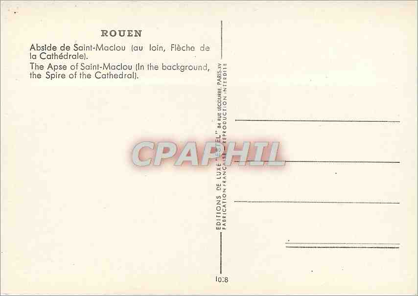 CPM Rouen Abside de Saint Maclou (au Loin Fleche de la Cathedrale) — Rückseite