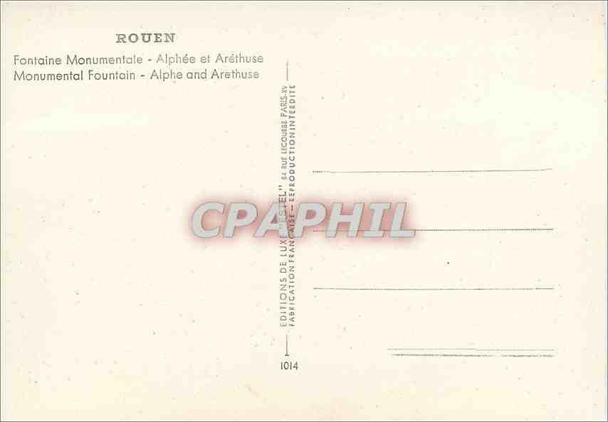 CPM Rouen Fontaine Monumentale Alphee et Arethuse — Verso