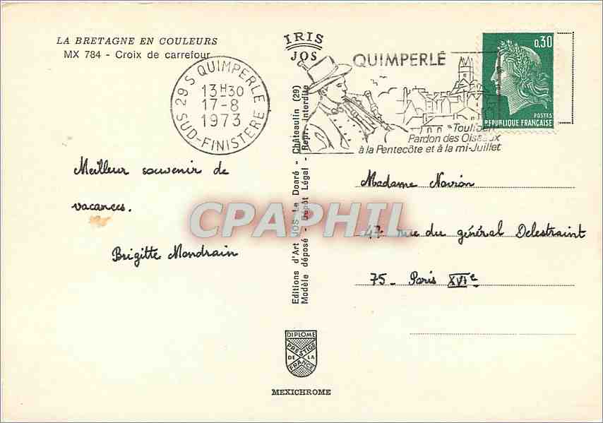 CPM La Bretagne en Couluers Croix de carrefour — Rückseite