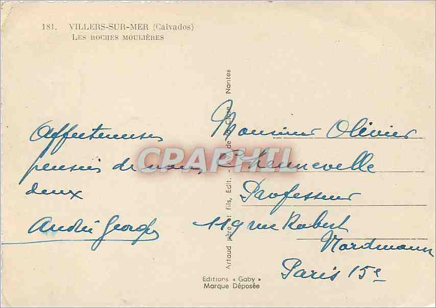 CPM Villers sur Mer (Calvados) Les Roches Moulieres — Rückseite
