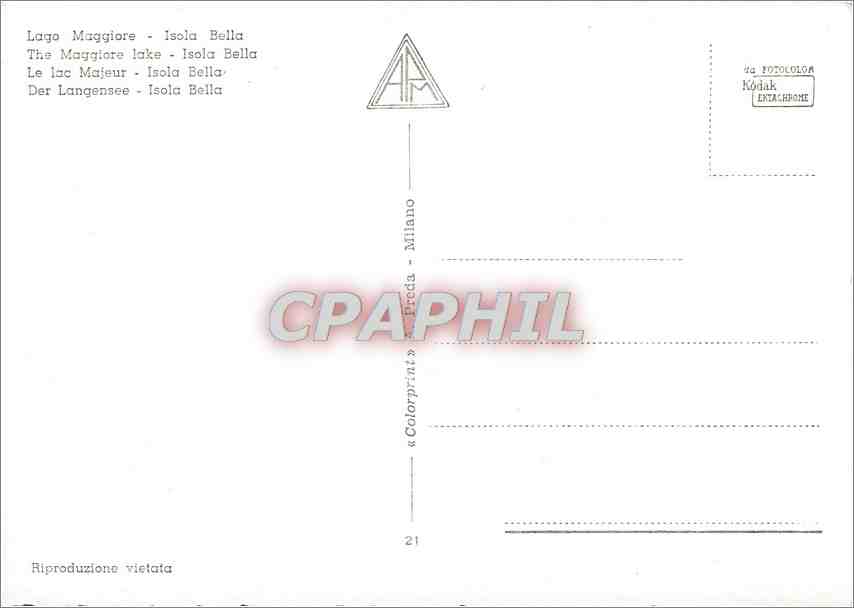 CPM Le Lac Majeur Isola Bella — Rückseite