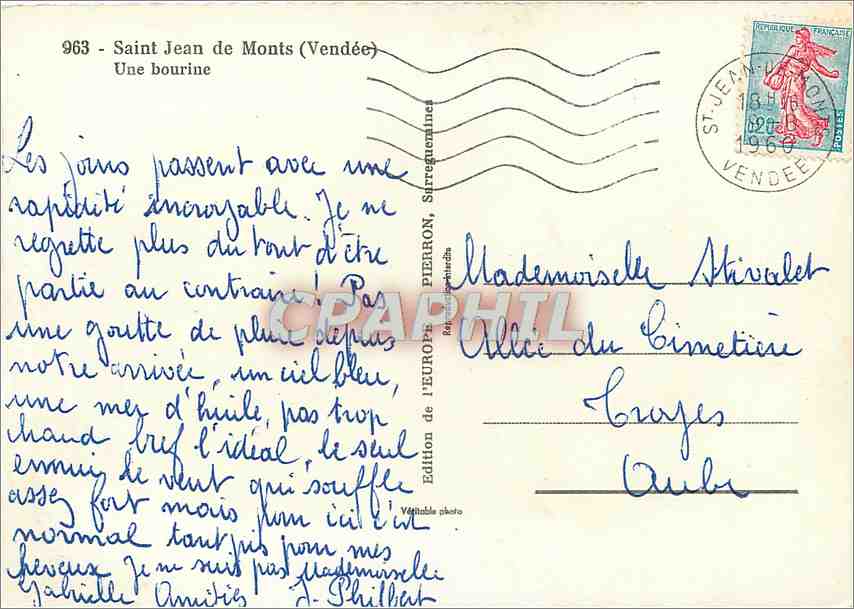 CPM Saint Jean de Monts (Vendee) Une bourine Poules — Back