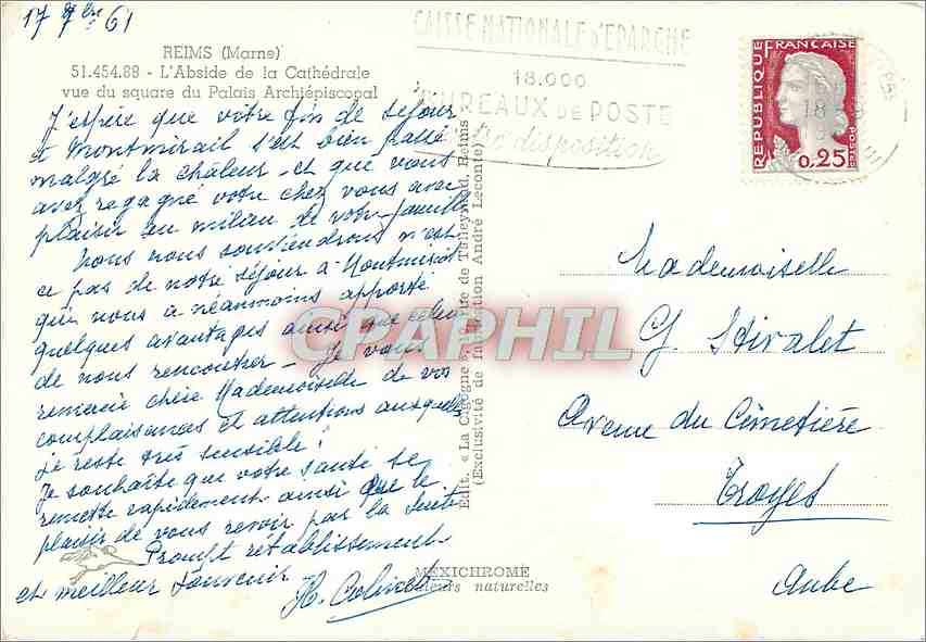 CPM Reims (Marne) L'Abside de la Cathedrale vue du sqaure du Palais Archiepiscopal — Rückseite