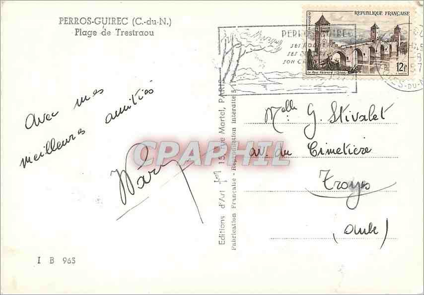 CPM Perros Guirec (C du N) Plage de Trestraou — Verso