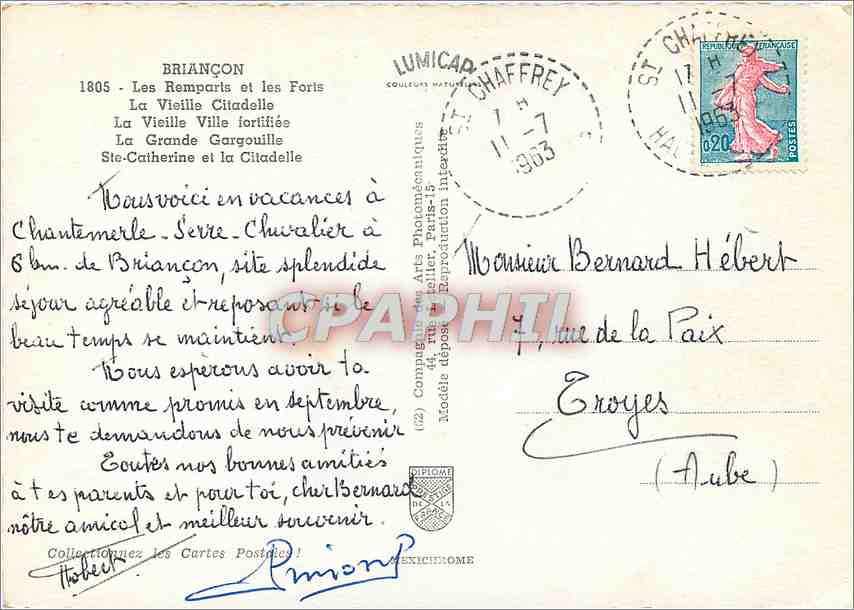 Briancón — Hôtel des Alpes — éditeur IRIS — Achterkant