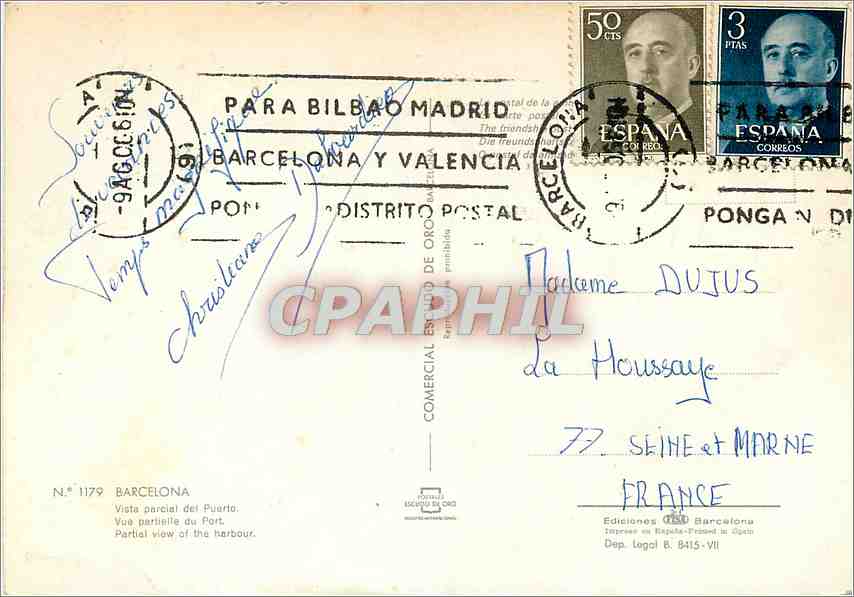 CPM Barcelona Vue partielle du Port — Rückseite