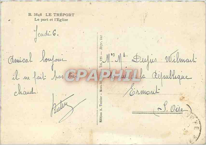 CPM Le Treport le port et l'Eglise — Rückseite