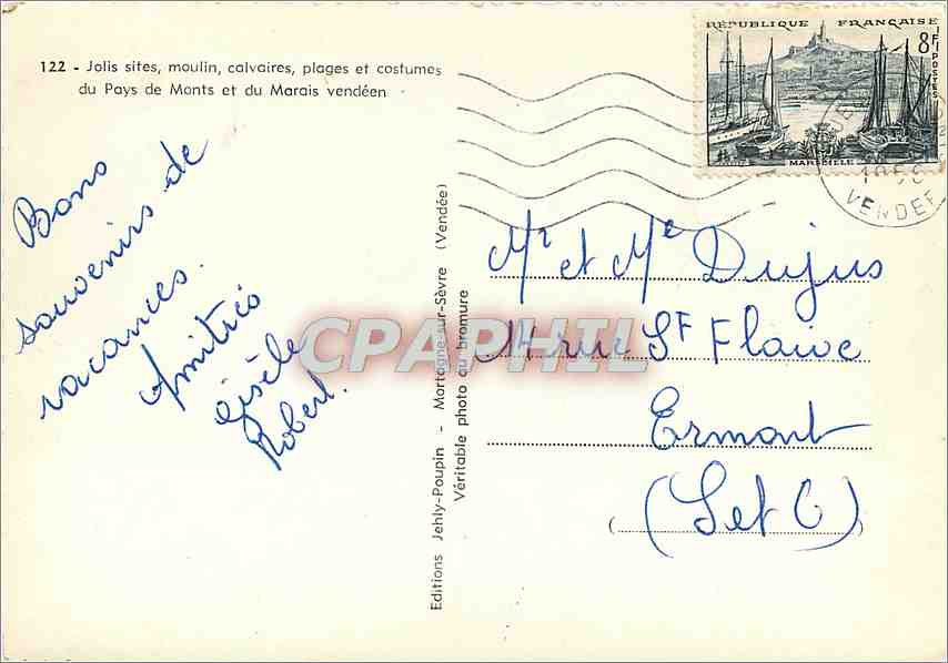 Au Pays de Monts — Jolis sites, moulin, calvaires, plages et costumes — Editions Jehly-Poupin — Achterkant