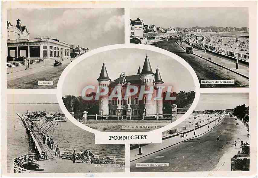 CPM Pornichet Le casino Boulevard des Oceanides Le port et la jetee 