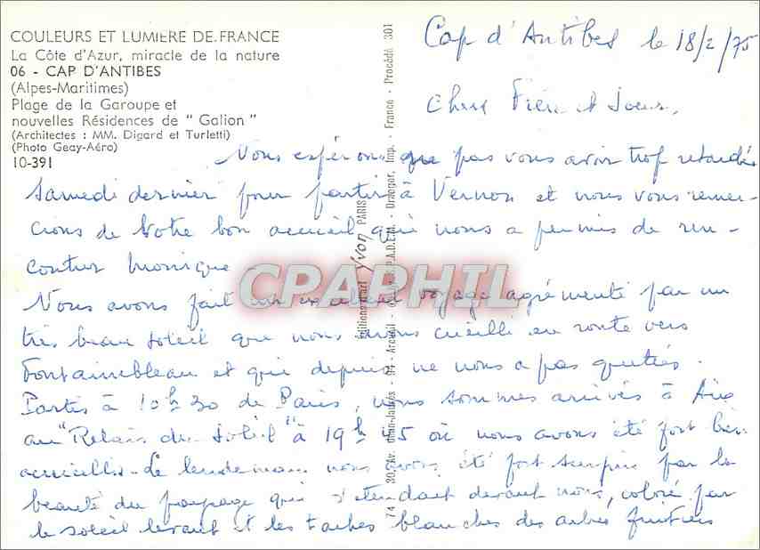 CPM Cap d'Antibes (Alpes Mmes) Plages de la Garoupe et nouvelle residences de Galion — Rückseite