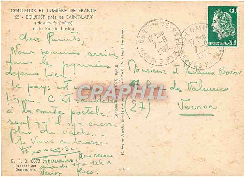 Bourisp près de Saint-Lary — Hautes-Pyrénées — Éditions Jean-Jaouït — Rückseite