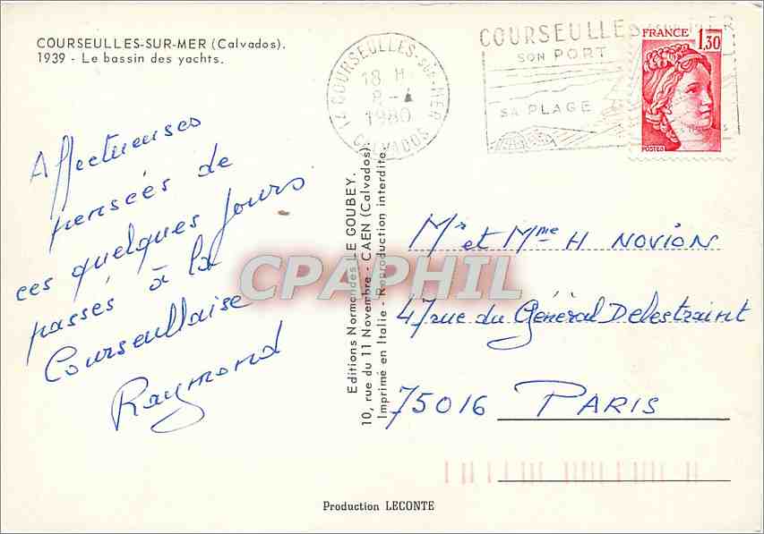 CPM Coourseulles sur mer (Calvados) Le bassin des Yachts — Rückseite