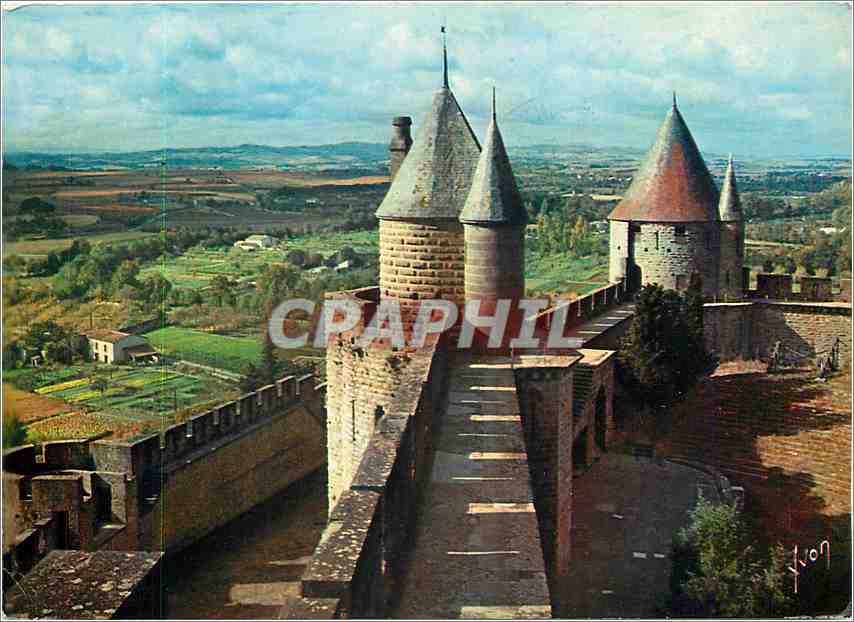 CPM Couleurs et Lumiere de France Carcassonne (Aude) La Cote les remparts (detail)