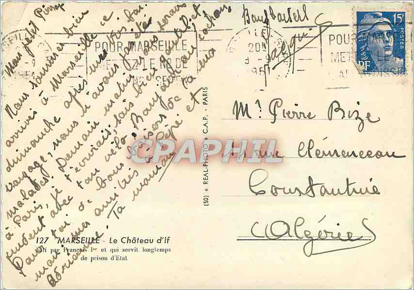 Le Château d'If — Marseille — éditeur C.A.P. n°127 — Rückseite
