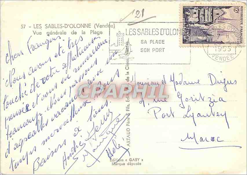 CPM Les Sables d'Olonne (Vendee) Vue generale de la Plage — Verso