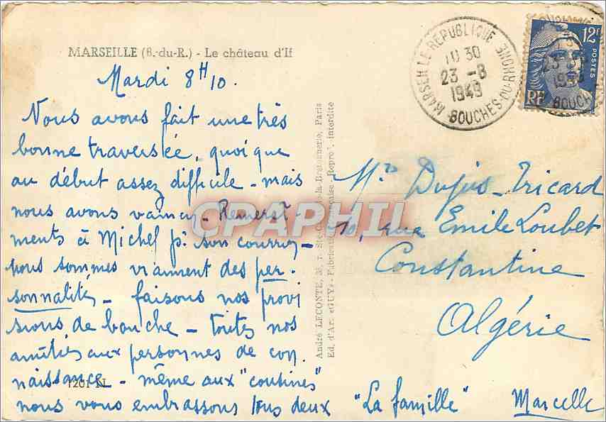 CPM Marseille (B du R) Le Chateau d'IF — Rückseite