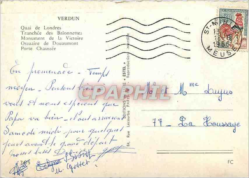 CPM Souvenir de Verdu Quai de Londres Tranchee des Baionnettes — Rückseite
