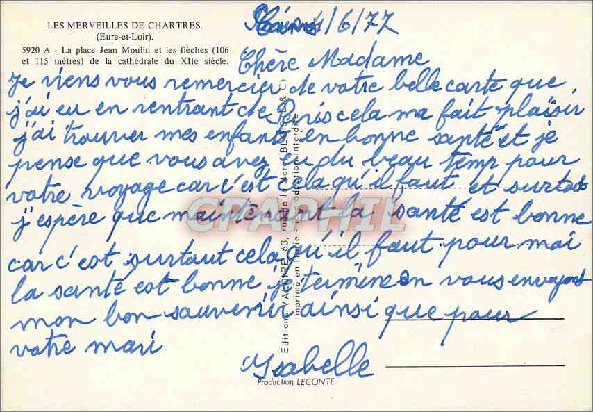 CPM Les Merveille de Chartres (Eure et Loire) La Place Jean Moulin et les Fleches (106 et 115 m) de  — Rückseite