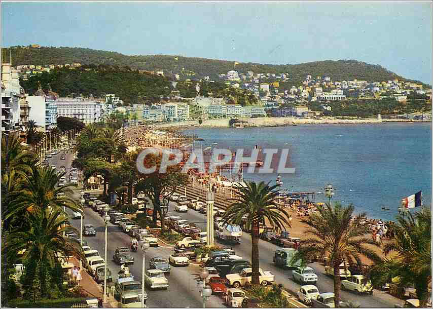CPM Cote d'Azur Nice La Promenade des Angalis au fond le Mont Baro