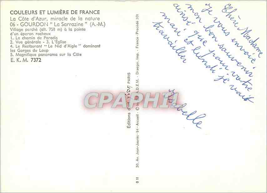 CPM Gourdon la Sarrazine (A M) Village perche (alt 758 m) a la pointe d'un eperon rocheux — Rückseite