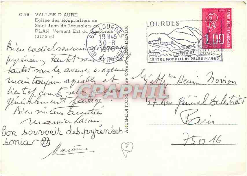 CPM Vallee d'Aure Eglise des Hospitaliers de Saint Jean de Jerusalem au Plan Versant Est du Cmapbiel — Back