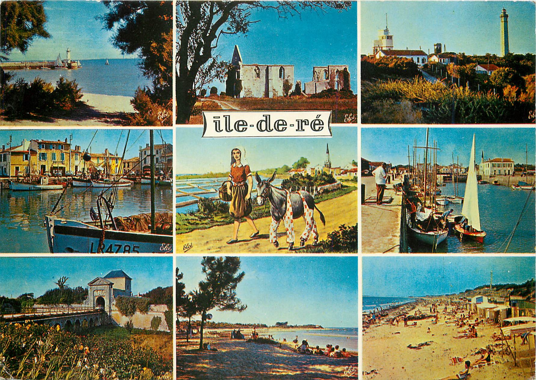 CPM Ile de Re de gauche a droite La Flotte vue  sur le Phare la Flotte le Port Saint Martin Porte de