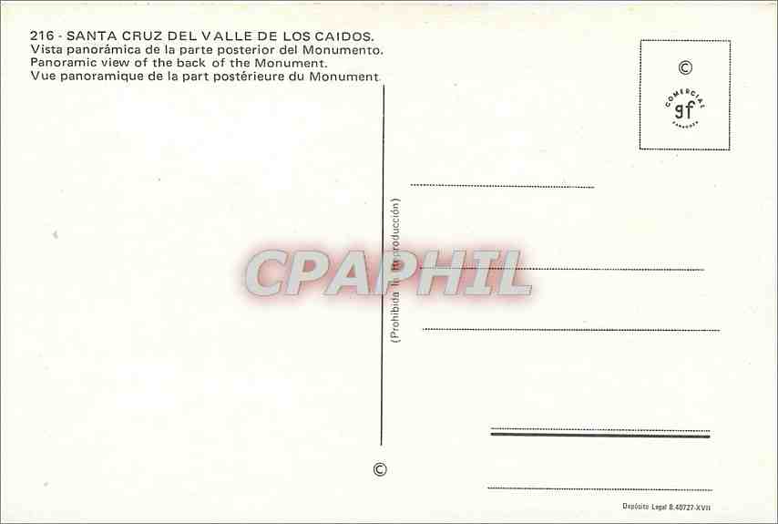CPM Santa Cruz del Valle de Los Caidos Vue panoramique de la part posterieur du Monument — Rückseite