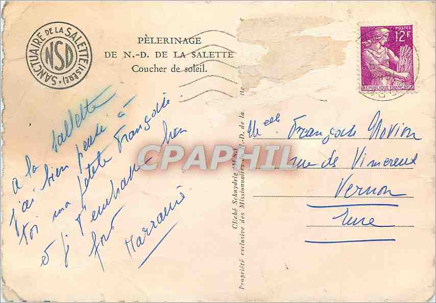 Sanctuaire de la Salette — Pèlerinage de N.-D. de la Salette — Éditeur non identifié — Verso