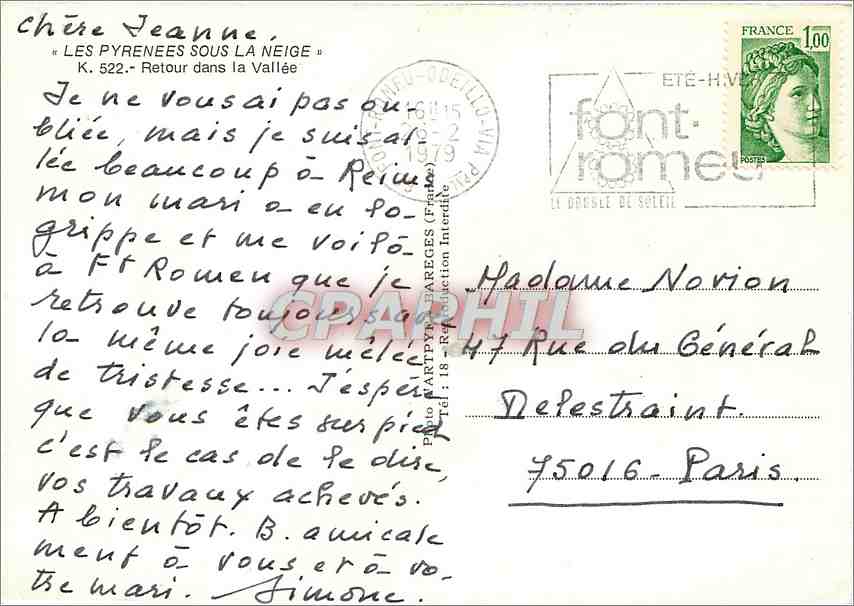 CPM Les Pyrenees Sous la Neige Retour dans la vallee — Rückseite