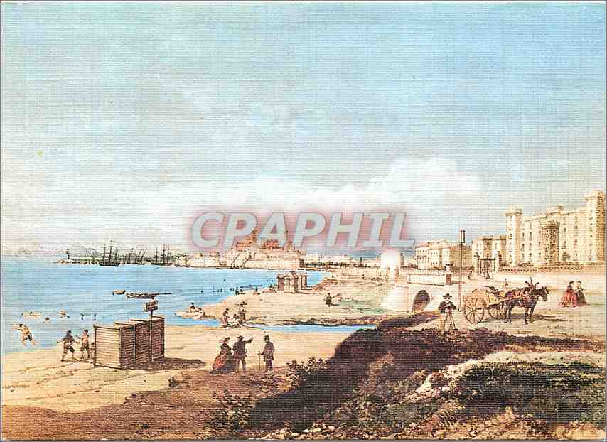 CPM Cannes en 1860 le Bord de Mer actuellement la Croisette au fond le Suquet