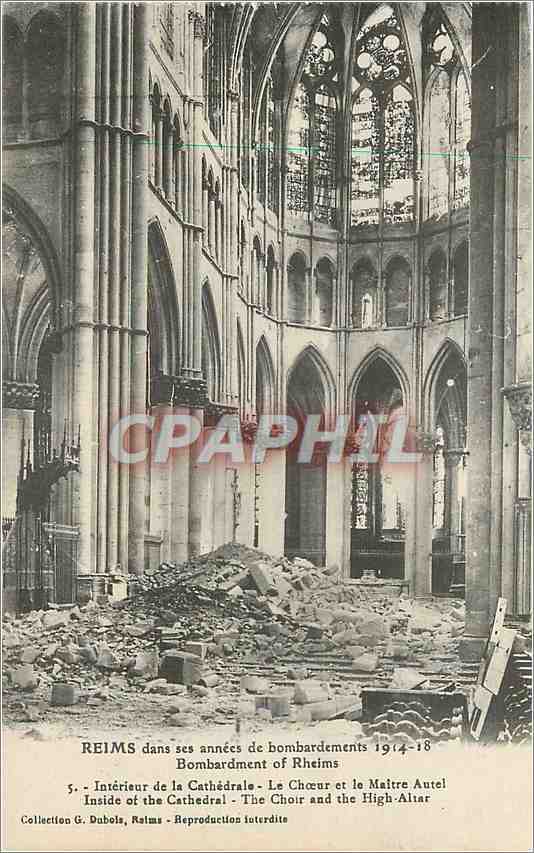 Reims — Intérieur de la Cathédrale après les bombardements 1914-18 — Collection G. Dubois, Reims