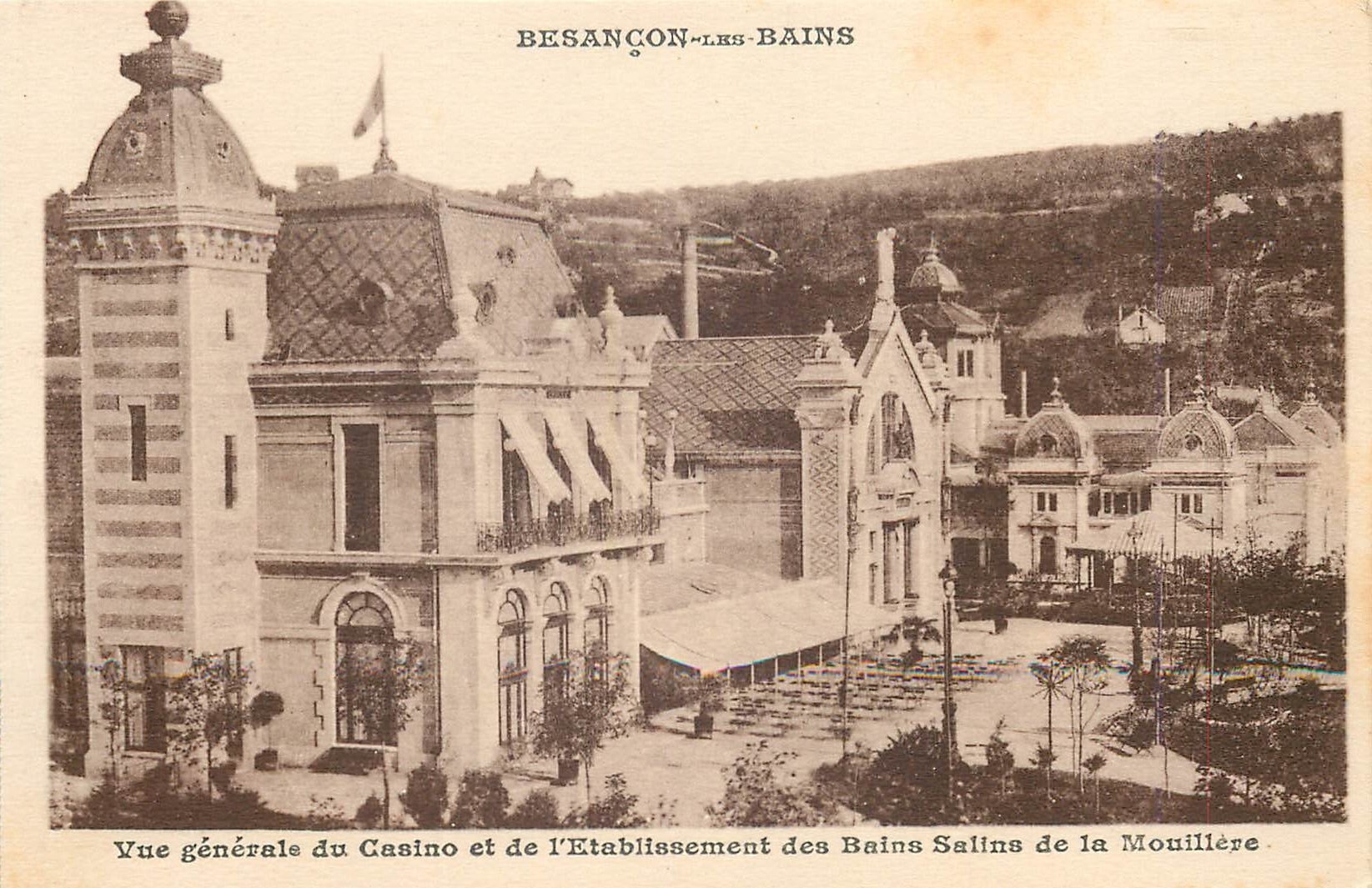 CPA Besancon les Bains Vue generale du Casino et de l'Etablissement des Bains Salins de la Mouillere