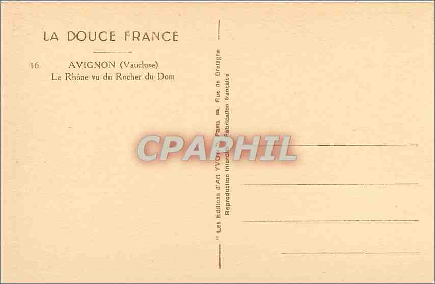 CPA La Douce France Avignon (Vaucluse) La Rhone vu du Rocher du Dom — Rückseite