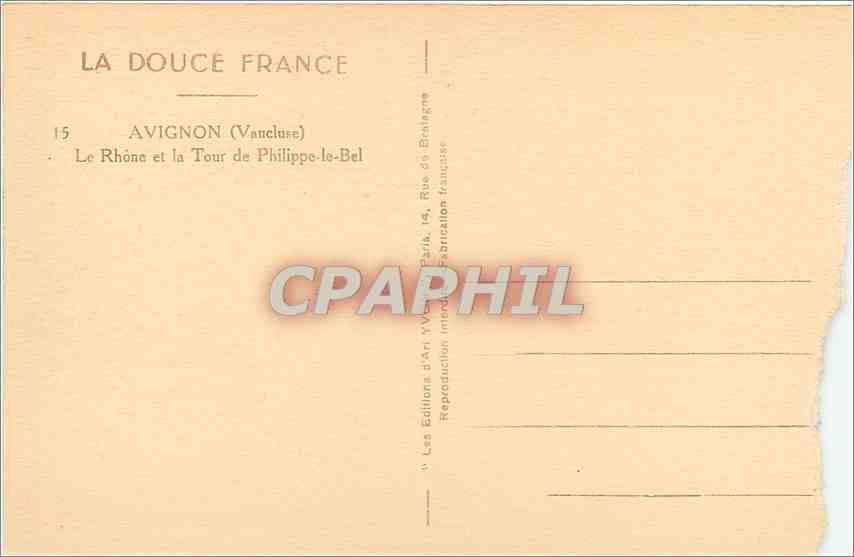 CPA La Douce France Avignon (Vaucluse) Le Rhone et la Tour de Philippe le Bel — Rückseite