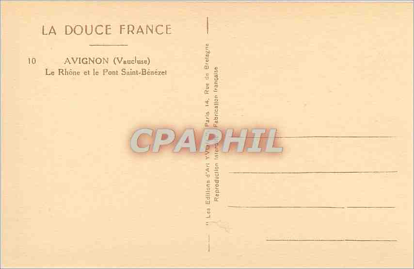 Avignon (Vaucluse) — Le Rhône et le Pont Saint-Bénézet — Les Éditions d'Art Vaucluse — Verso