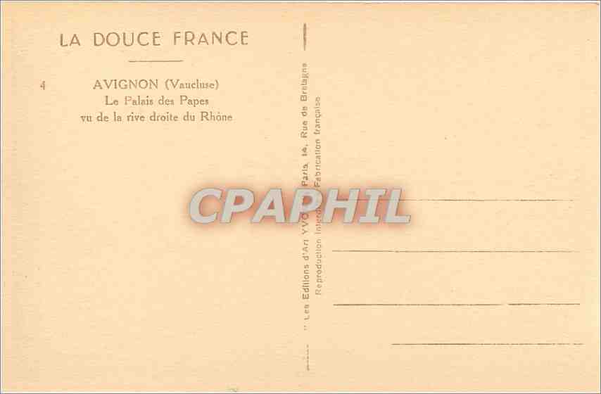 CPA La Douce France Avignon (Vaucluse) Le Palais des Papes vu de la rive droite du Rhone — Rückseite