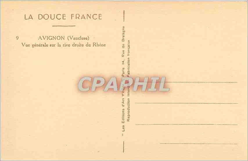 CPA La Douce France Avignon (Vaucluse) Vue generale sur la rive droite du Rhone — Rückseite
