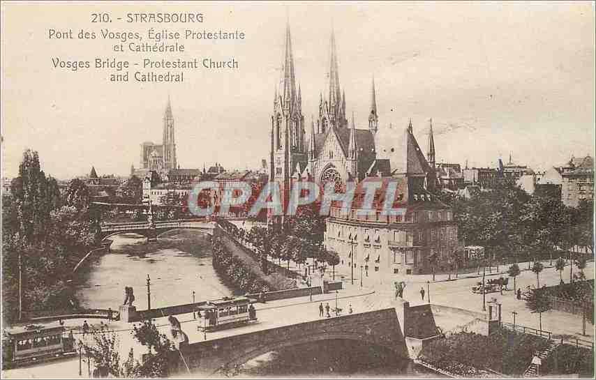 CPA Strasbourg Pont des Visges Eglise Protestante et Cathedrale