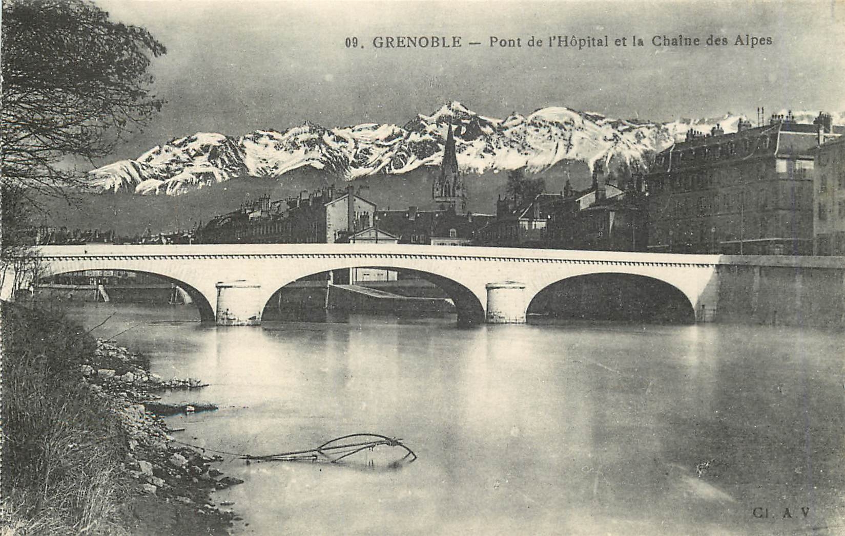 Grenoble — Pont de l'Hôpital et la Chaîne des Alpes — CI AV