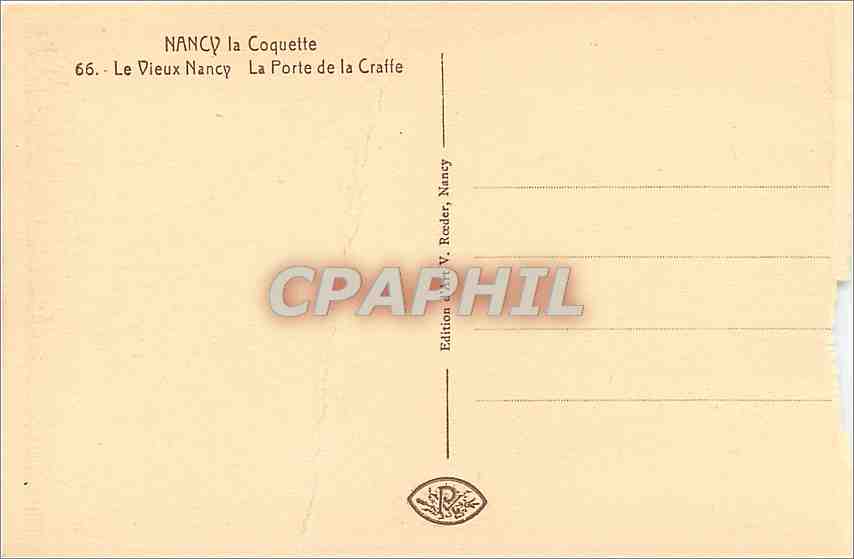 CPA Nancy La Coquette Le Dieux Nancy La Porte de la Graffe — Verso