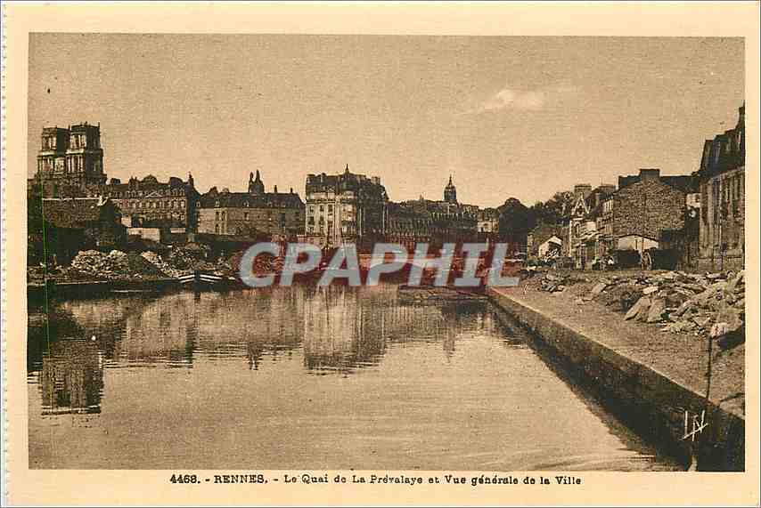 CPA Rennes Le Quai de la Prevalaye et vue generale de la ville
