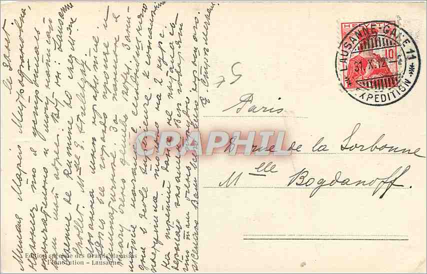 CPA Lausanne et les Alpes — Rückseite