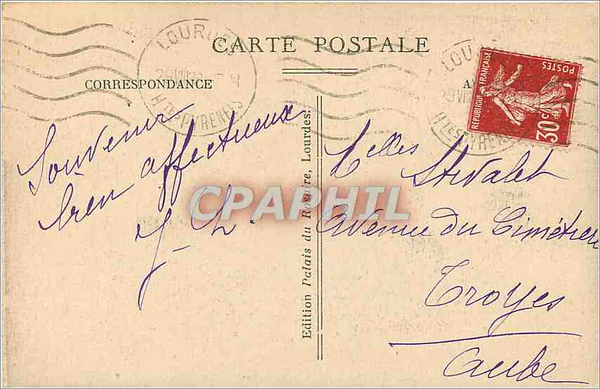 CPA Lourdes Le Funiculaire du Pic du Jer — Verso