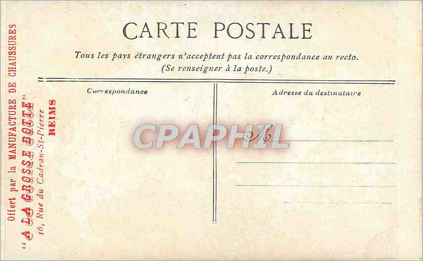 CPA A la Grosse Botte Reims Militaria — Rückseite