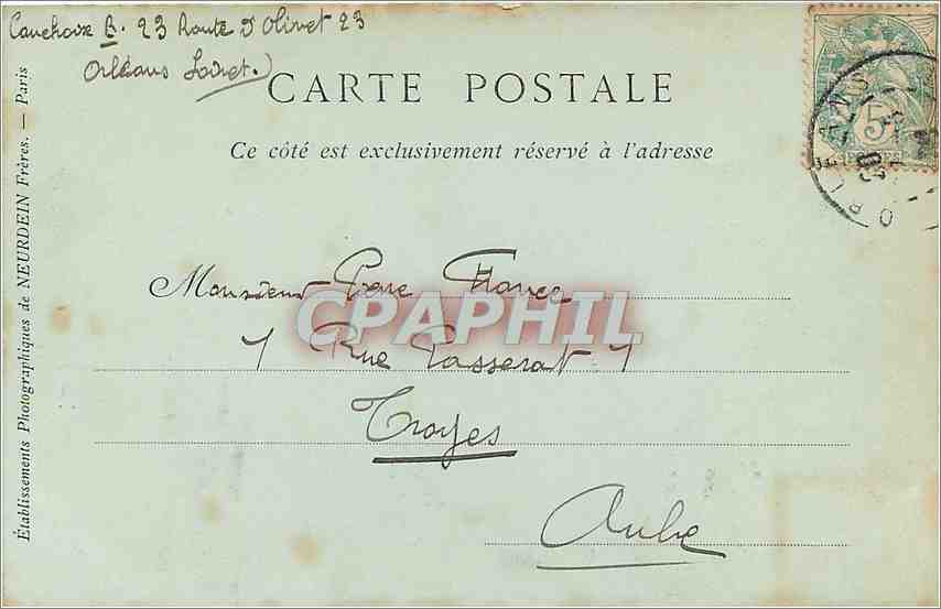 CPA Orleans Statue de Jeanne d'Arc par Foyalier — Verso